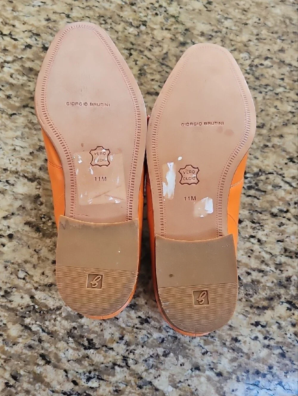 Giorgio Brutini Orange Leather Oxfords Gold Lion Eyelet Dress Shoes - Size 11M